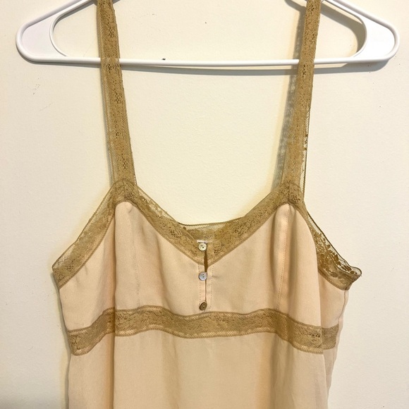 2/$25 Zara - Cream Camisole Tank Top with Tan Lace Trim - Picture 3 of 6